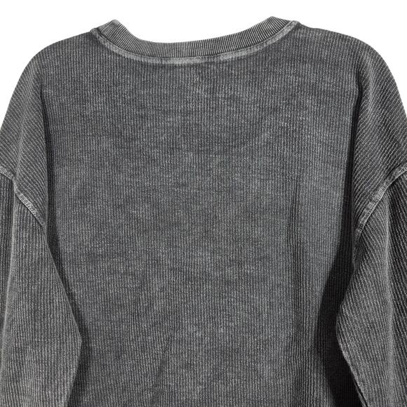 Simply Southern Sweatshirt Womens XL Charcoal Cropped Def Tired Leopard Graphic - Picture 8 of 10